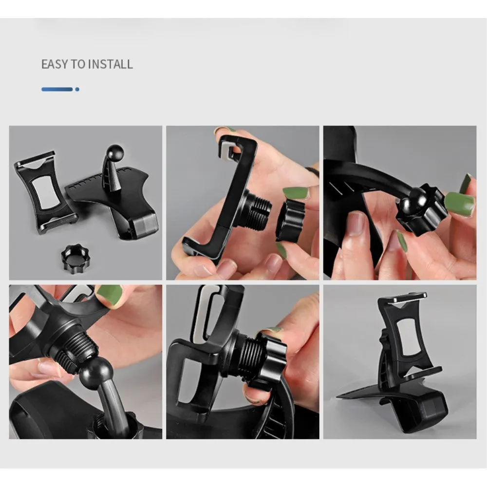 3 in 1 Car GPS Smartphone Holder: Dashboard / Visor Clamp   AC Grid Clip for Gionee M6, Marathon M6 - Black