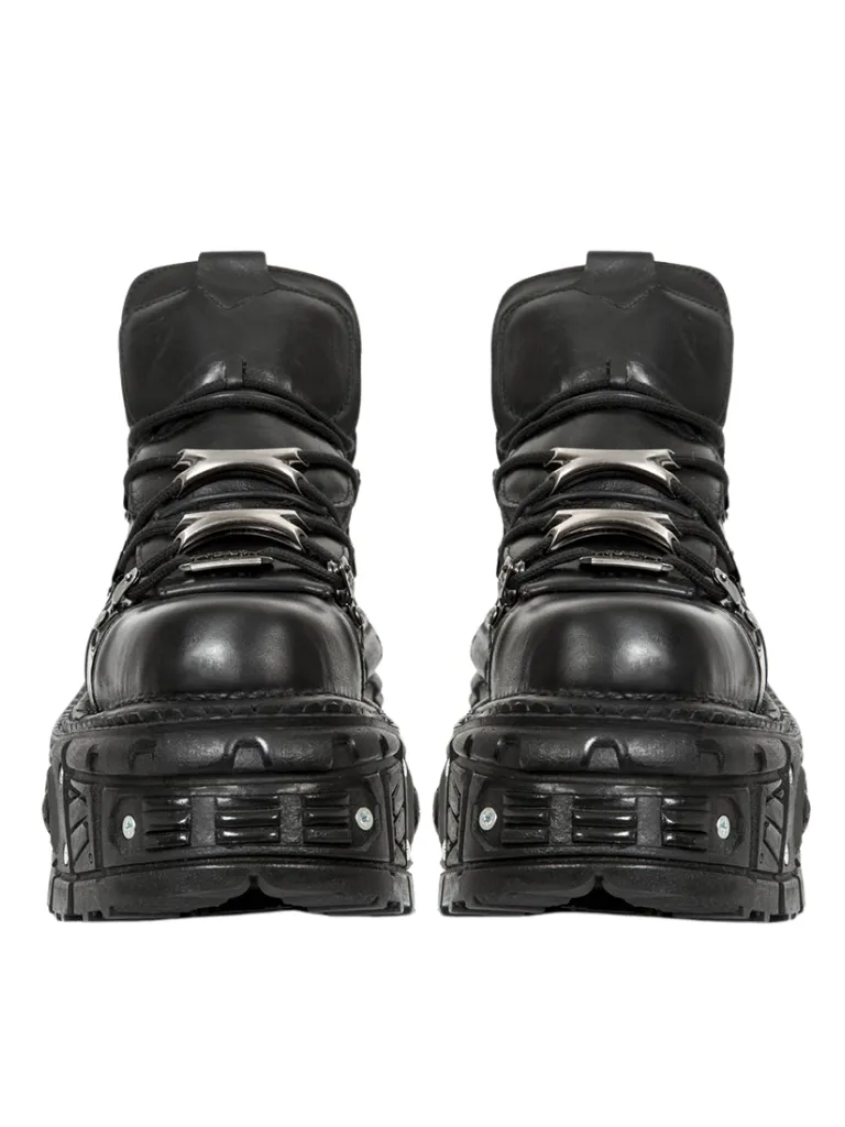 Chain Punk Metal Platform Plain Dark Shoes High-top