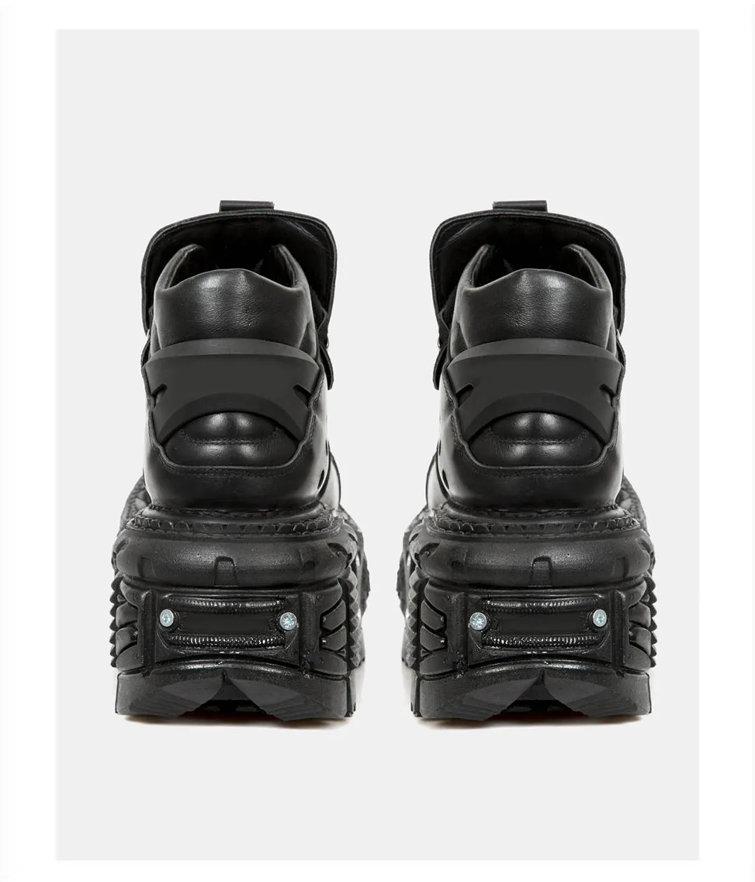 Chain Punk Metal Platform Plain Dark Shoes High-top