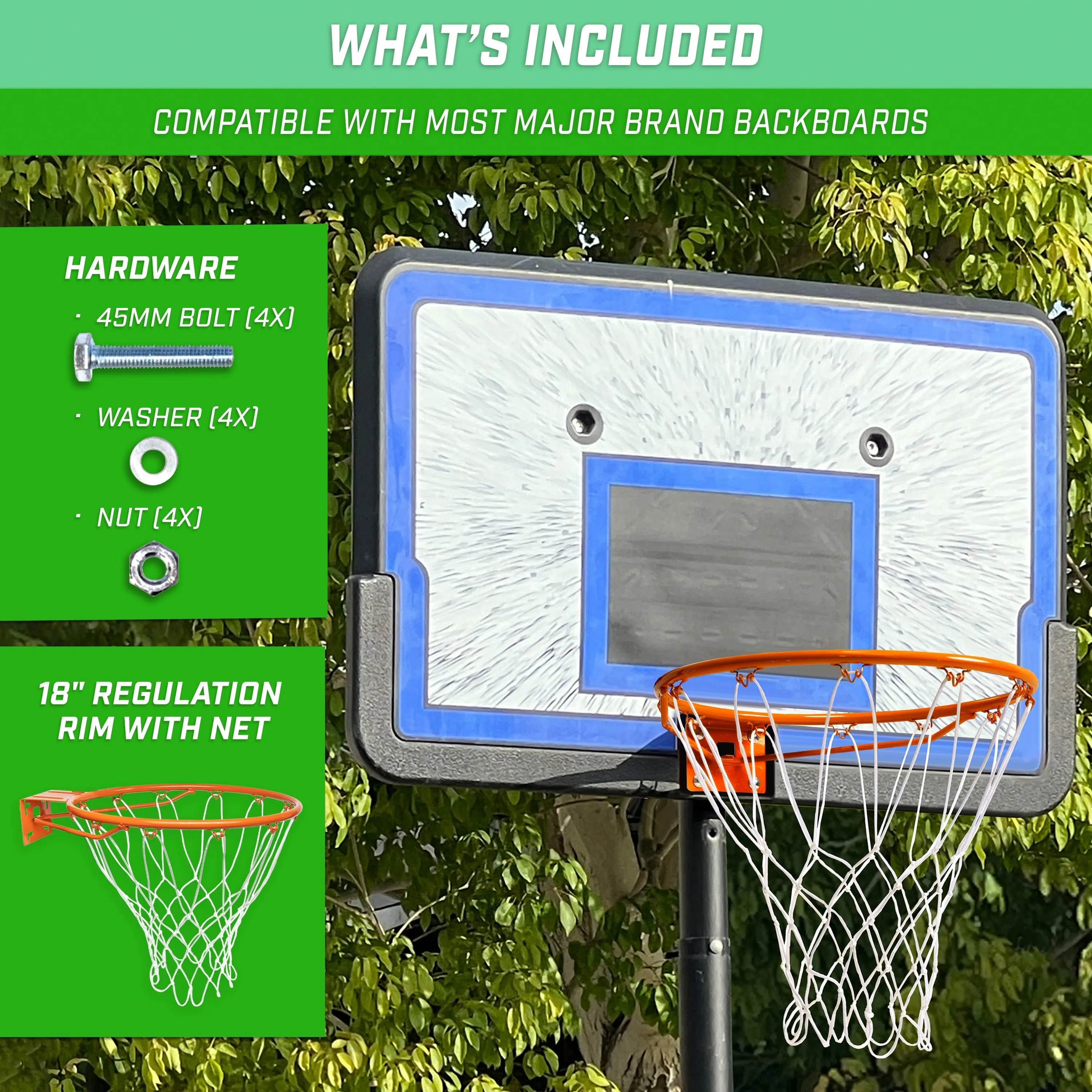 GoSports Universal 18" Steel Replacement Basketball Rim