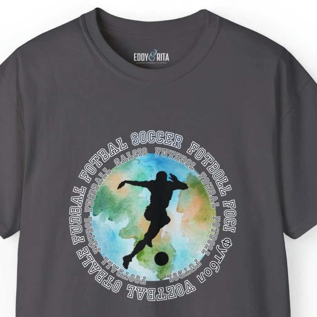 Multilingual Soccer Enthusiast World Graphic Men's Tee - International Football Passion Shirt