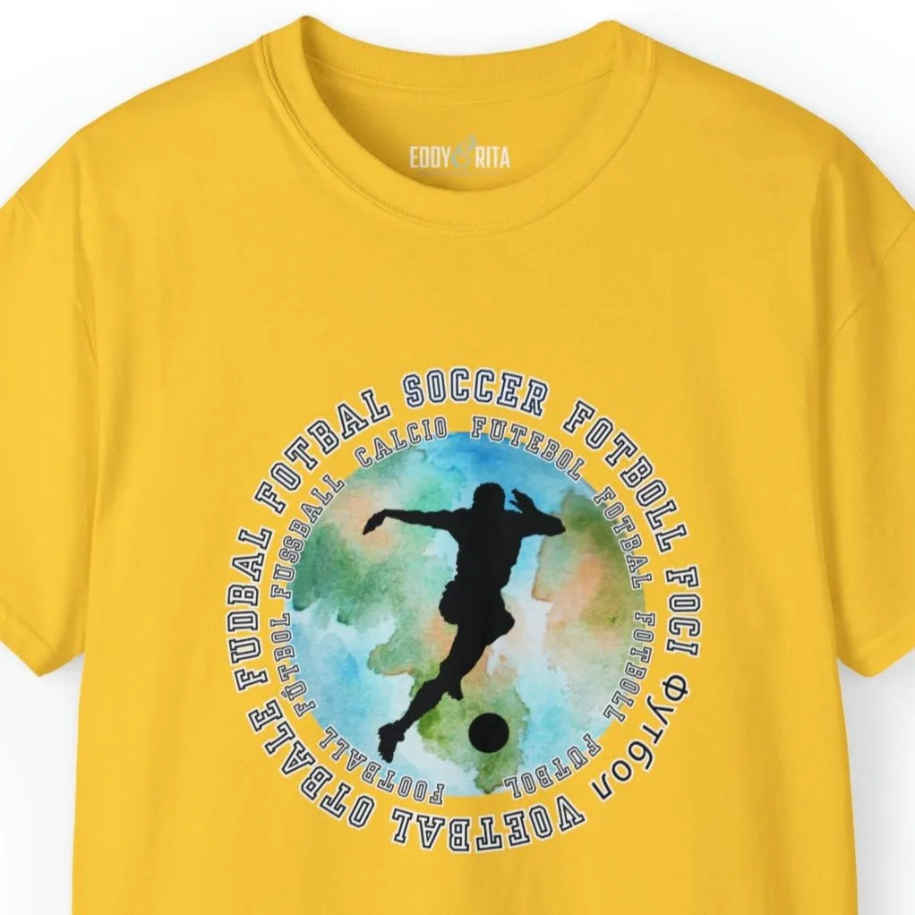 Multilingual Soccer Enthusiast World Graphic Men's Tee - International Football Passion Shirt