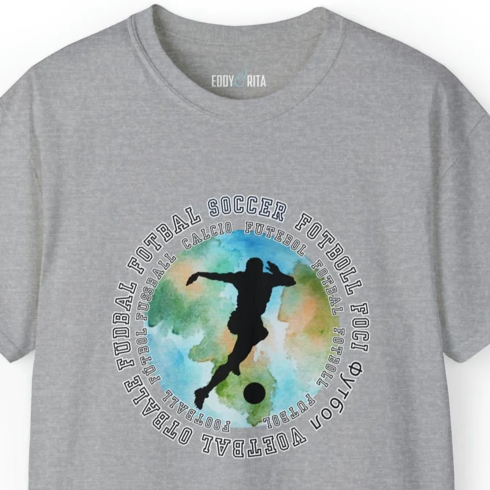 Multilingual Soccer Enthusiast World Graphic Men's Tee - International Football Passion Shirt