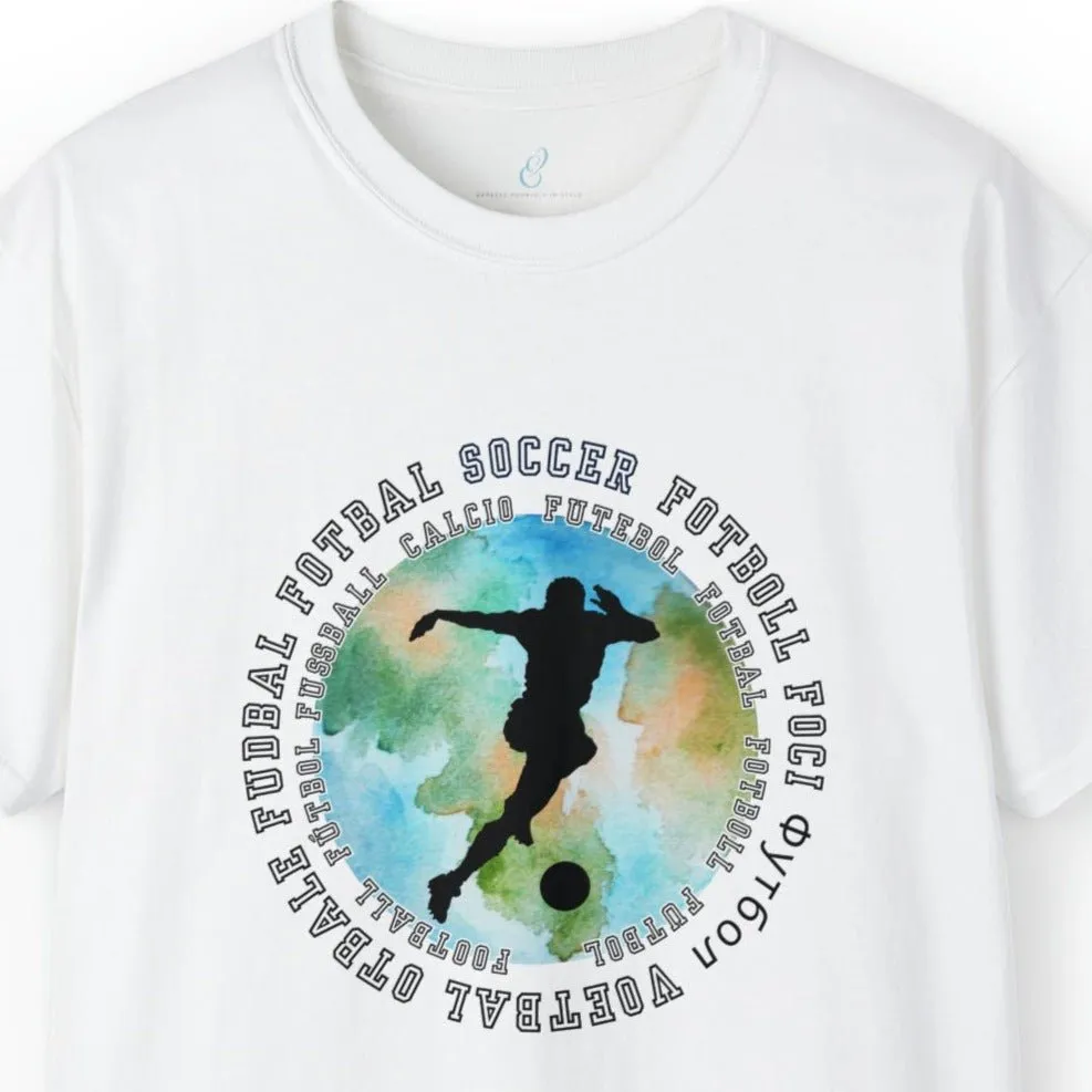 Multilingual Soccer Enthusiast World Graphic Men's Tee - International Football Passion Shirt