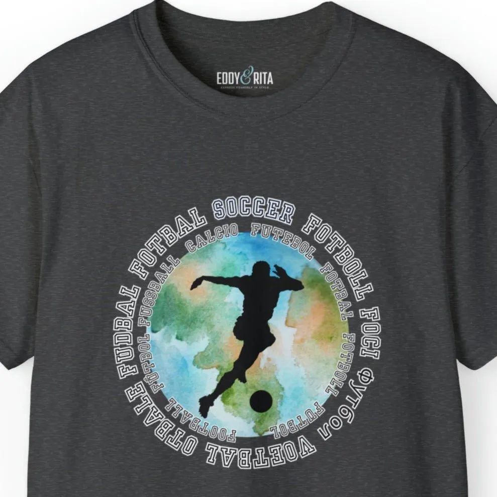 Multilingual Soccer Enthusiast World Graphic Men's Tee - International Football Passion Shirt
