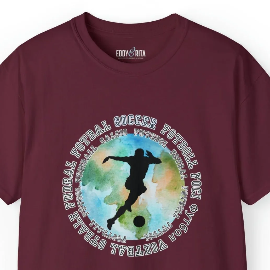 Multilingual Soccer Enthusiast World Graphic Men's Tee - International Football Passion Shirt