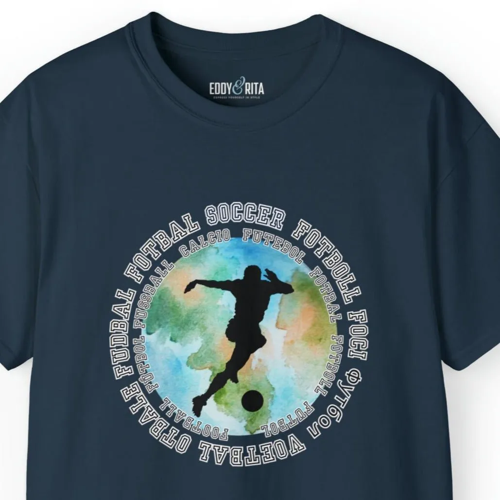 Multilingual Soccer Enthusiast World Graphic Men's Tee - International Football Passion Shirt