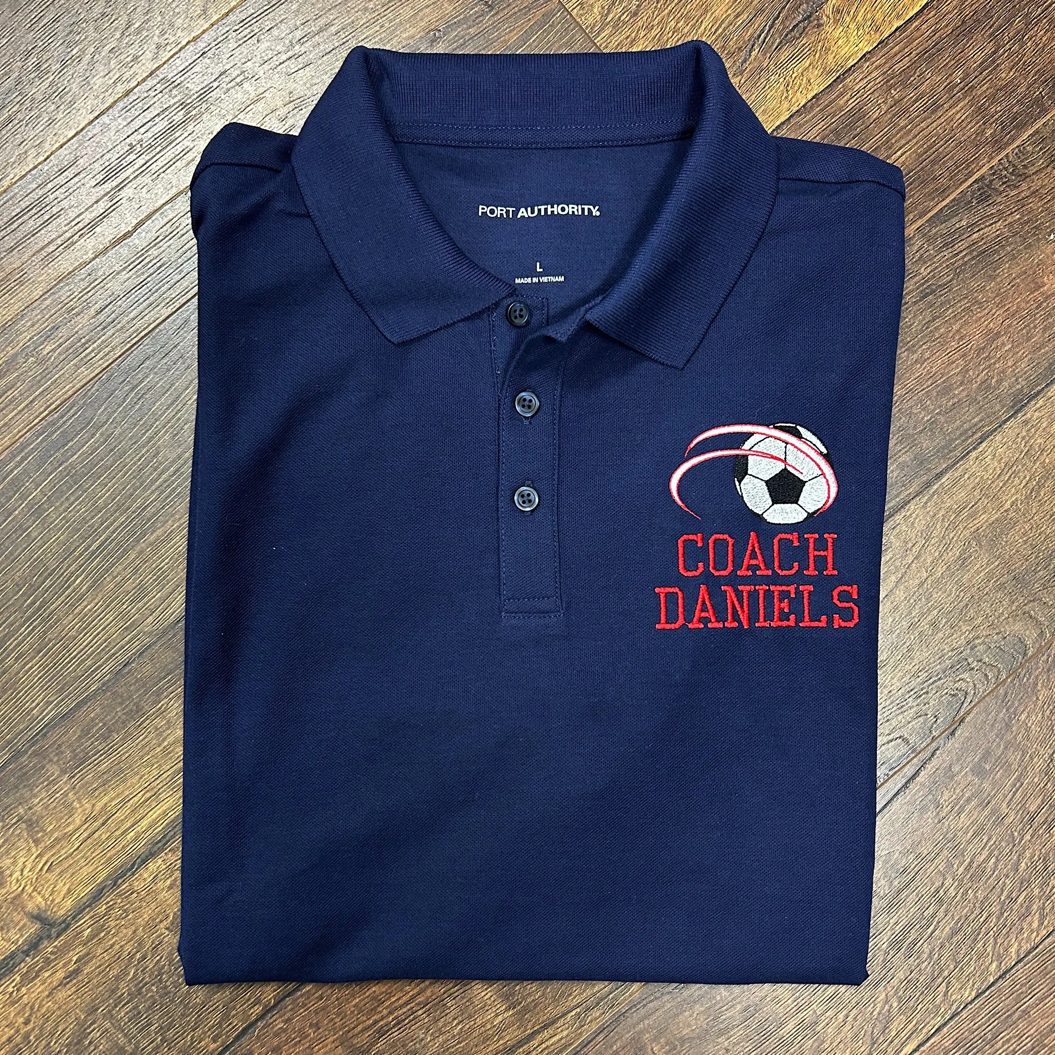 Personalized Soccer Coach Embroidered Polo Shirt
