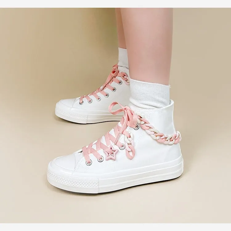 Sweet Girly White High-top Canvas Shoes