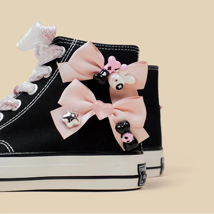 Sweet Japanese Black High-Top Canvas Shoes