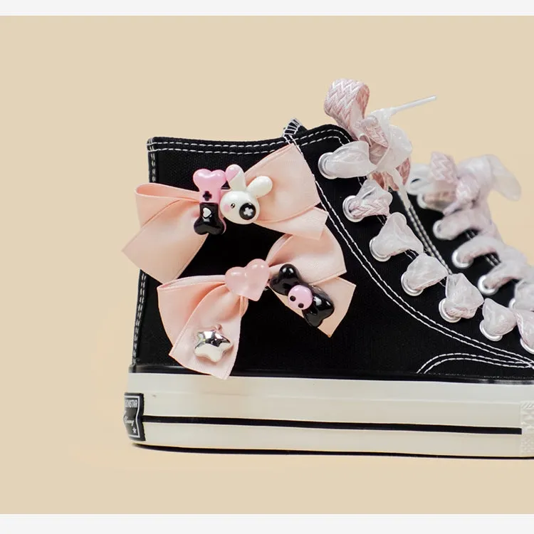Sweet Japanese Black High-Top Canvas Shoes