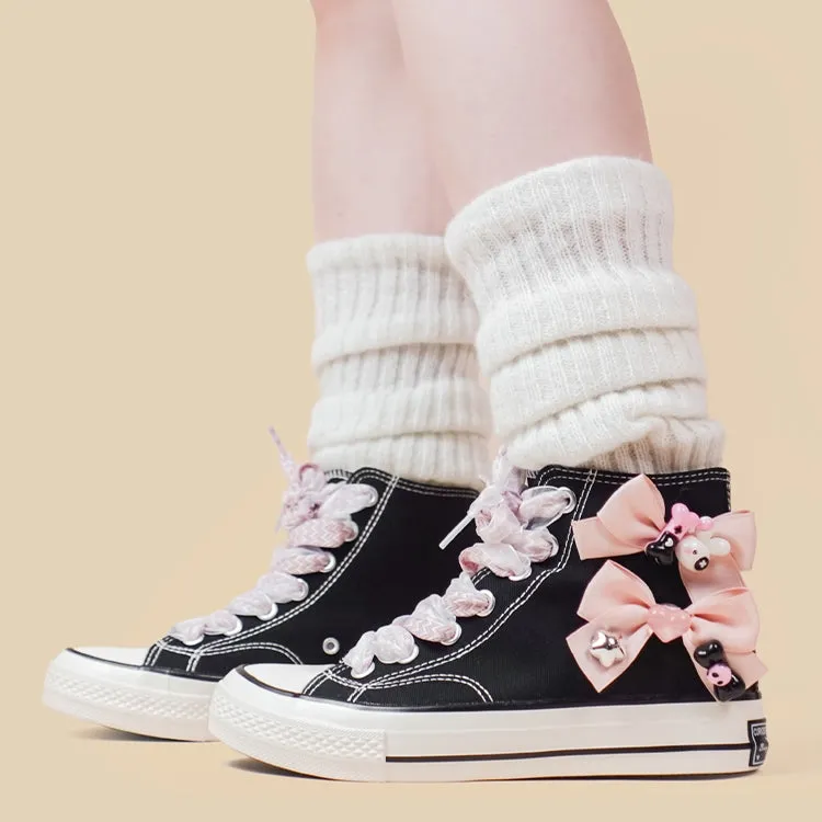 Sweet Japanese Black High-Top Canvas Shoes